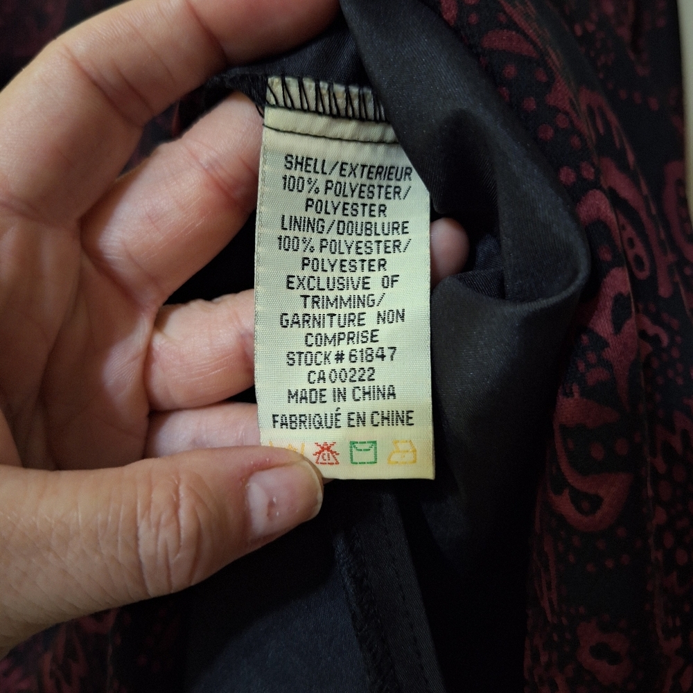 Vintage Sears Black & Red Floral Paisley A-Line Skirt - Petite 14P - Picture 4 of 6